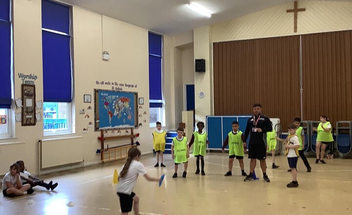 Image of So much fun in PE with Jake today playing football rounders. Yellow team were the winners.
