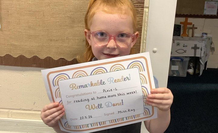 Image of This week Year 1's reader of the week has been selected for reading at home this week! Well done Pixie! You are a superstar!🌈