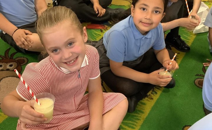 Image of 🏆 Year 1 won the attendance race! To celebrate, our Attendance HEROes (Here, Every day, Ready, On time) enjoyed lemon slushes and homemade popcorn. ​A huge thank you to all parents for your amazing support in helping us stay at the top! 🍿