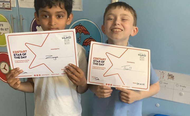 Image of Extra effort in PE today, awards given to Zayan and Theo!