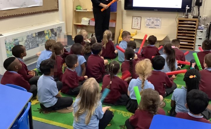 Image of Next, we had Music were the children started to learn how to play the boomwhacker. 🎶