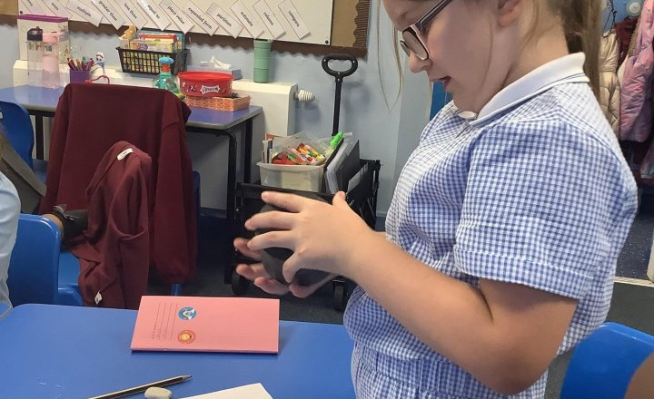 Image of In science today we are looking at types of rocks, some even had crystals in them.