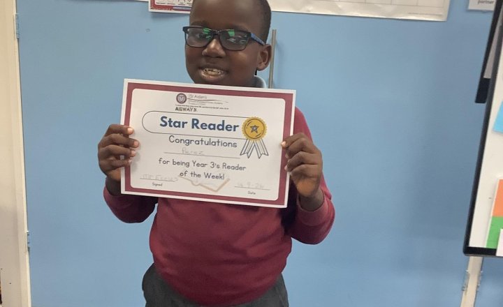 Image of This week in year 3 our star reader is Perez, he has shown great understanding of his chosen book and read multiple times over the weekend. 🥇