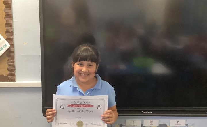 Image of Our speller of the week in Year 3 is Laiyla, she has worked hard not only at school, but at home to aim high and reach her targets 📚