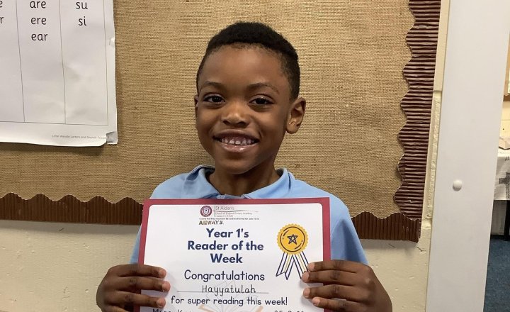 Image of Last week’s reader of the week!🌟 Last week our reader of the week was selected for reading multiple times at home. Well done Hayyatulah! You are a superstar!🌈