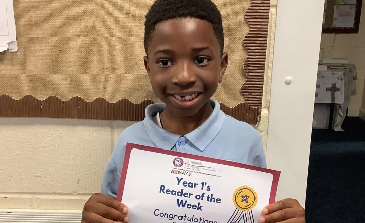 Image of Y1 Reader of the Week! Last week our reader of the week was selected for reading multiple times at home. Well done Boritsefe! You are a superstar!🌈