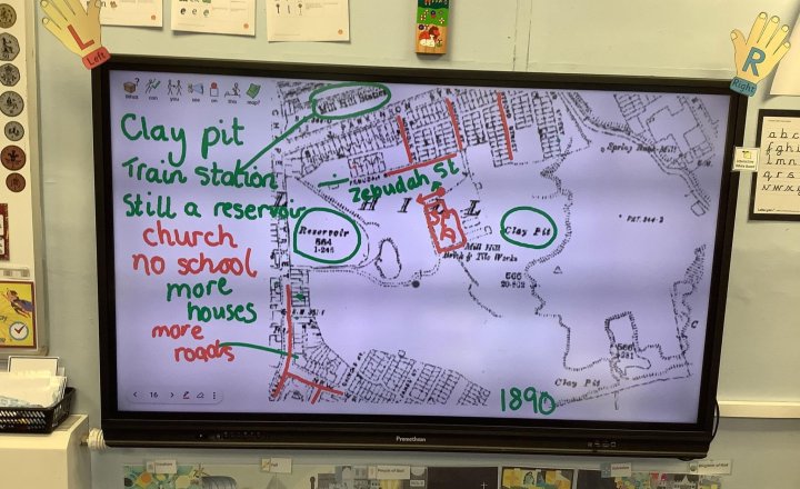 Image of History in Maps- Here’s our learning from history yesterday. We studied the changes to our local area over time. Please look at these maps with your children and ask them what they can remember and help us make our learning sticky. 🍯