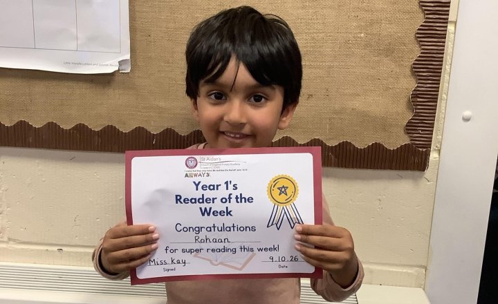 Image of Last week our reader of the week was selected for always working hard in reading practice and for reading at home. Well done Rohaan! You are a superstar!🌈