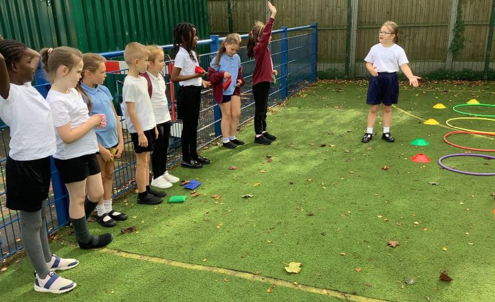 Image of Yesterday in PE we worked on our team building and improving our accuracy. 🌈