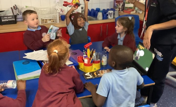 Image of A huge thanks to BwD Environment Department for today's recycling session! ♻️ Our children learned what goes in each bin, practised sorting items, and got a crucial message: NEVER put batteries in the bin! Keep up the great work!