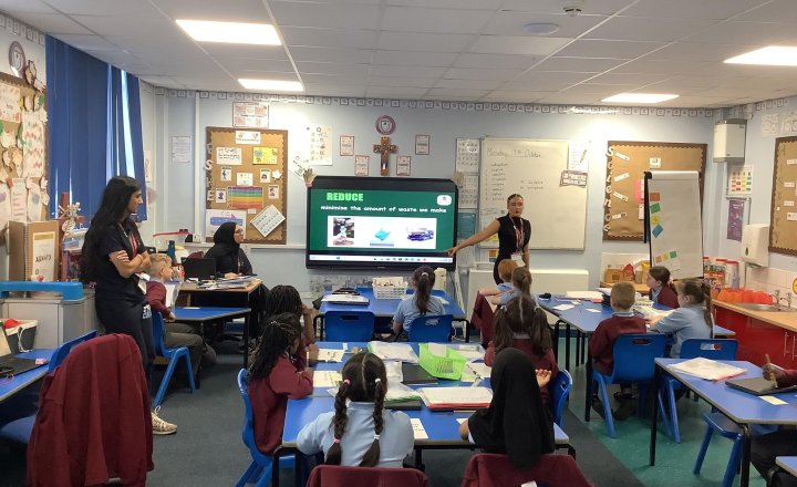 Image of Today we have special visitors to talk to us  about the importance of recycling. 🌈