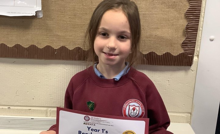 Image of Last week our reader of the week was selected for always working hard in reading practice and for reading at home. Well done Natalia! You are a superstar!🌈