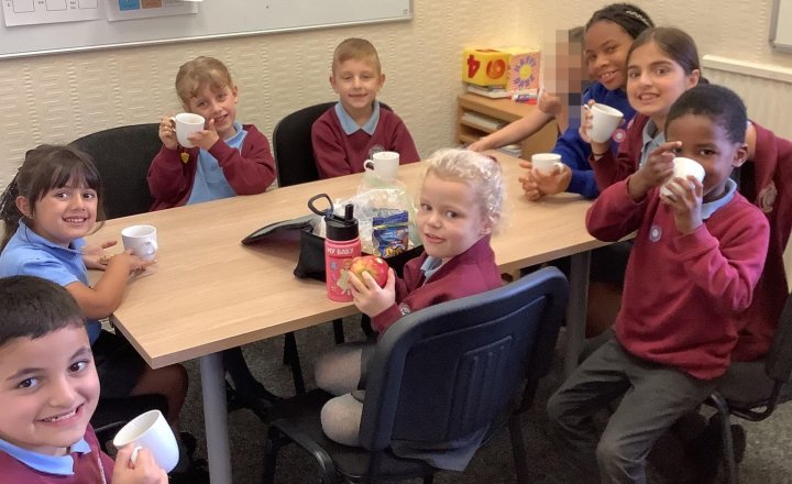Image of VIPs This weeks VIPs celebrating with hot chocolate and marshmallows. Well done to all of our winners today for showing our values in practice.