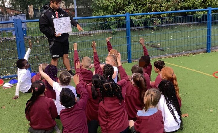 Image of Jag Tag with Coach Jake. Today we learnt how to hold the ball correctly when throwing. The children then played games to throw the ball into the hoop and enjoyed scoring points for their team.   Laiyla is EdStart’s of the week for super listening skills.