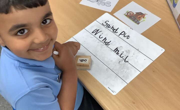 Image of Working hard on compound words.