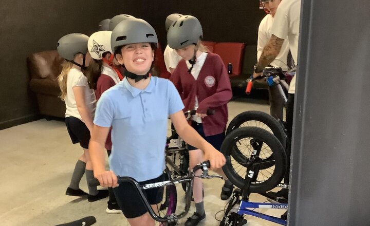 Image of Some of our girls from Years 4 & 5 had a great afternoon at Junction 4 Skate Park learning how to ride a BMX.