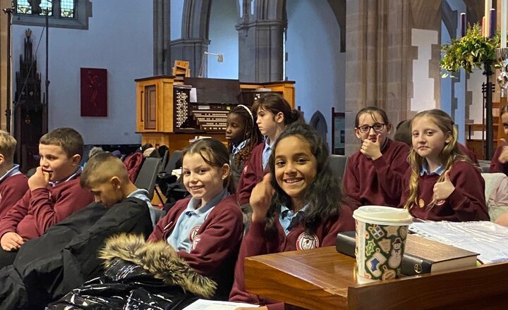 Image of The rehearsal for carols at the cathedral tonight.