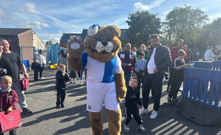 Image of Thank you for making a visit today Rover to raise awareness of our club led by BRFC and to support Children's University.