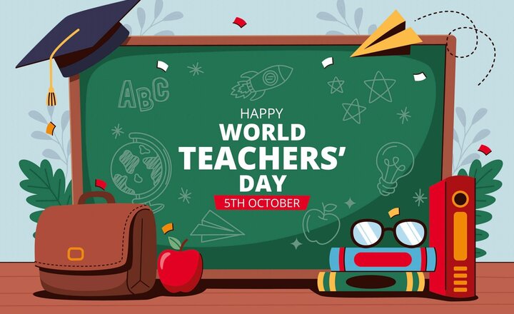 Image of Happy World Teacher's Day. This day honours the contributions of teachers around the world and highlights the important role teachers play in shaping the future through education.