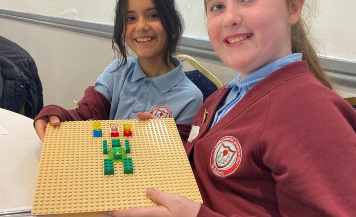 Image of The girls had a great day representing St. Aidan's at the RE Pupil Conference yesterday. They enjoyed making Lego models in response to Bible stories and answering many Big Questions about them.