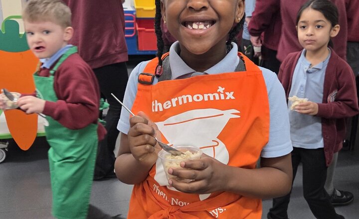 Image of What a treat at Breakfast Club! Miss Sprot and the children had fun using the Thermomix to whip up delicious banana ice cream. It was amazing watching frozen bananas turn into such a yummy, healthy start to our Friday!