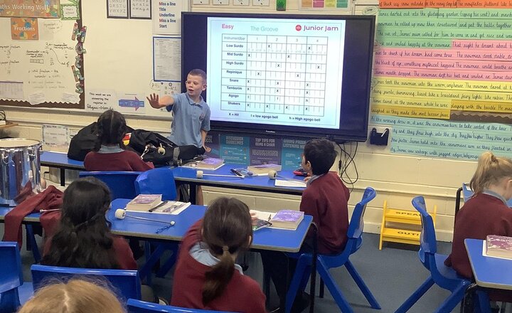 Image of Today in music with Junior Jam the children conducted some Brazilian music.