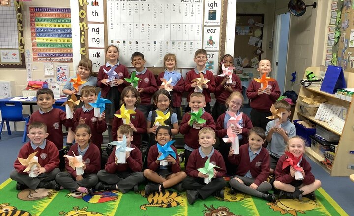 Image of We have finished! Today we have been creating and making our windmills! They look amazing.