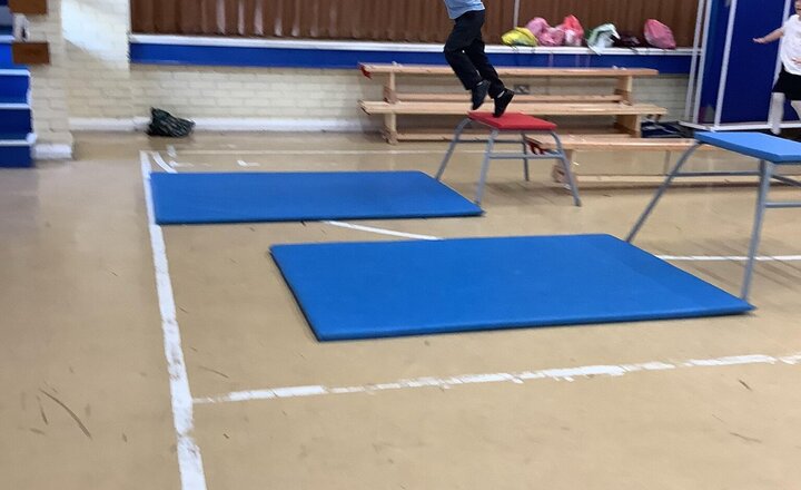 Image of Fantastic work in PE this morning. We have been focusing on jumping and landing safely, 2 different rolls and rolling a ball.