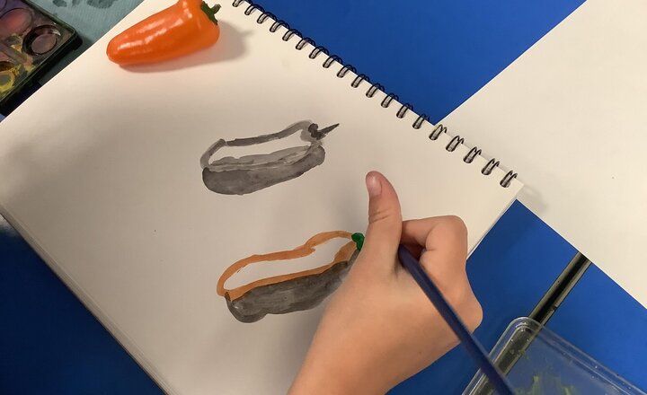 Image of Painting a shape's outline, shadow, and shading with watercolours.