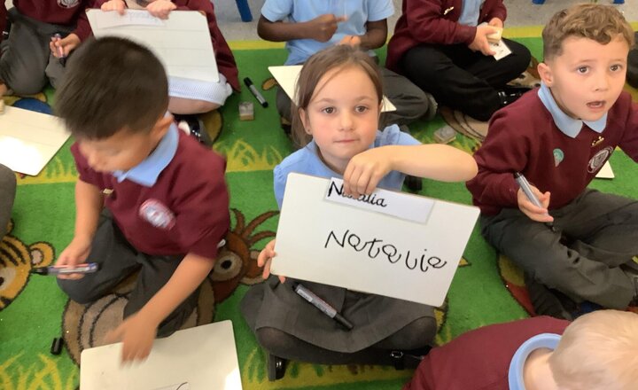 Image of We are working on writing our names in Reception.  Please can you all work on this at home too. Thank you.