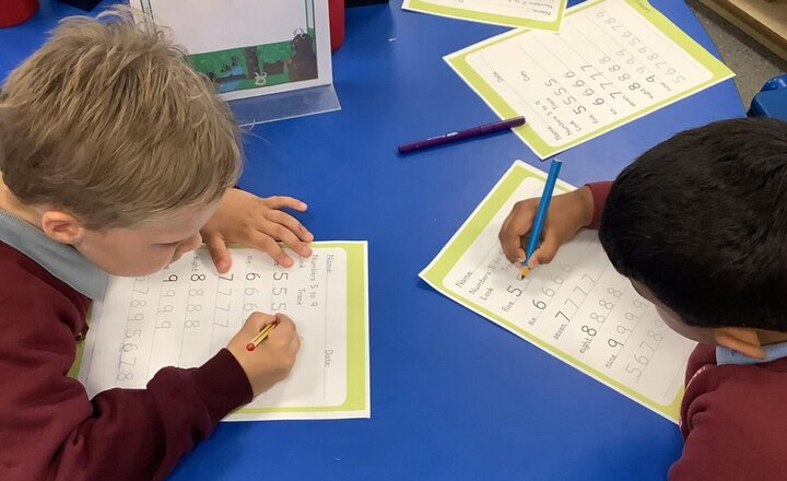 Image of Working on our number formation.