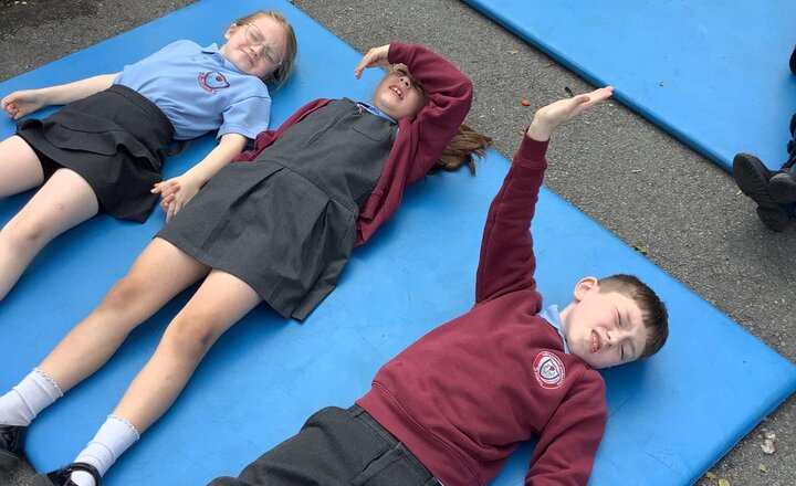 Image of Y2’s prayer experience. On Monday we enjoyed a prayer experience day outside, we looked at all the different types of praying and the children had so much fun!