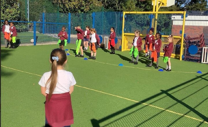 Image of In PE, we have moved to full games on our jag tag lessons.