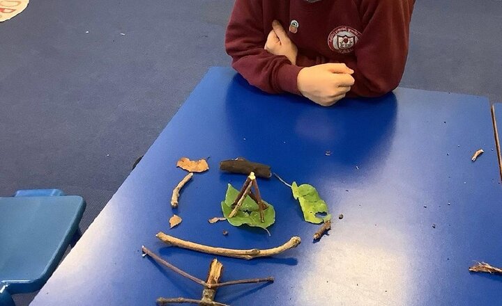 Image of In Art,  we explored our outdoor environment to find inspiration for our pictures. We collected natural materials and made collages.