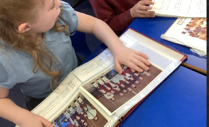 Image of In History, we went back in time looking through resource’s from our school up to 100 years ago. They recognised the similarities and differences about our school from the past to the present.