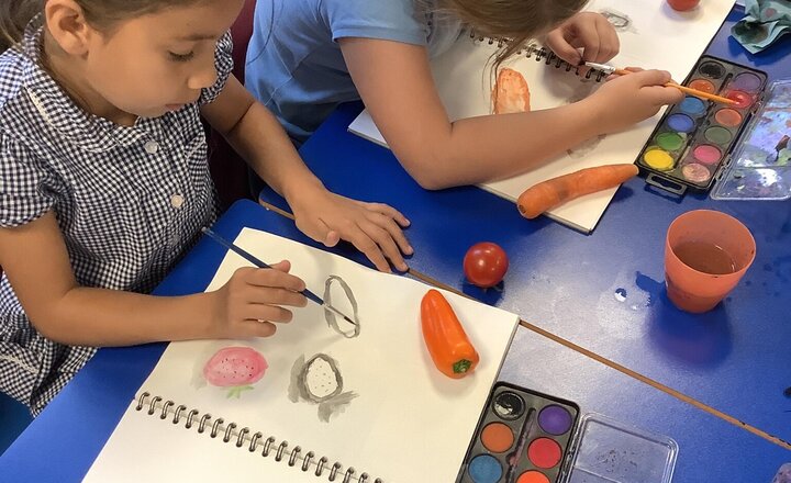 Image of Painting a shape's outline, shadow, and shading with watercolours.