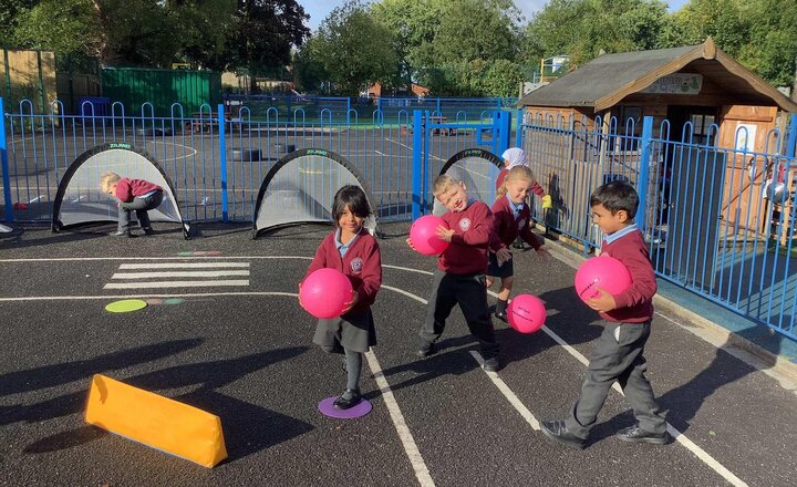 Image of We have had lots of fun throwing, catching, jumping and balancing today in PE.