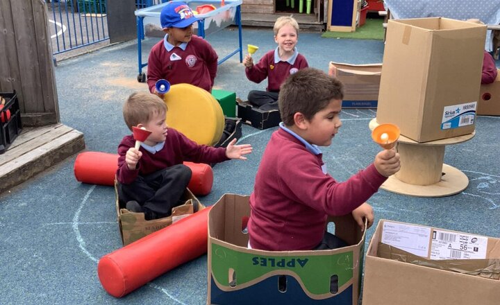 Image of We made a train in our outdoor area and had lots of fun playing in it.
