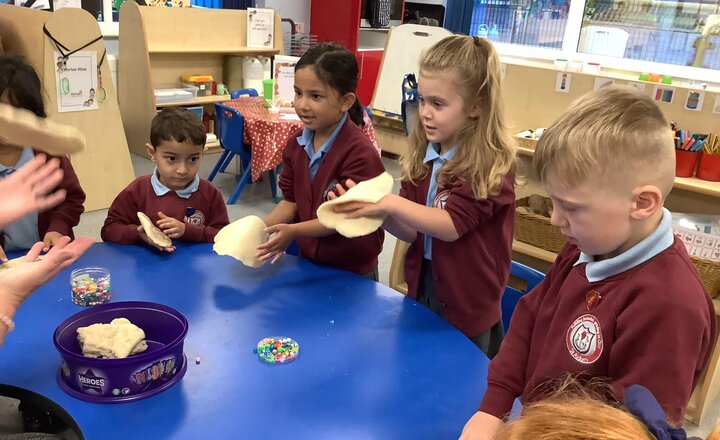 Image of Poetry week- making play dough pancakes.