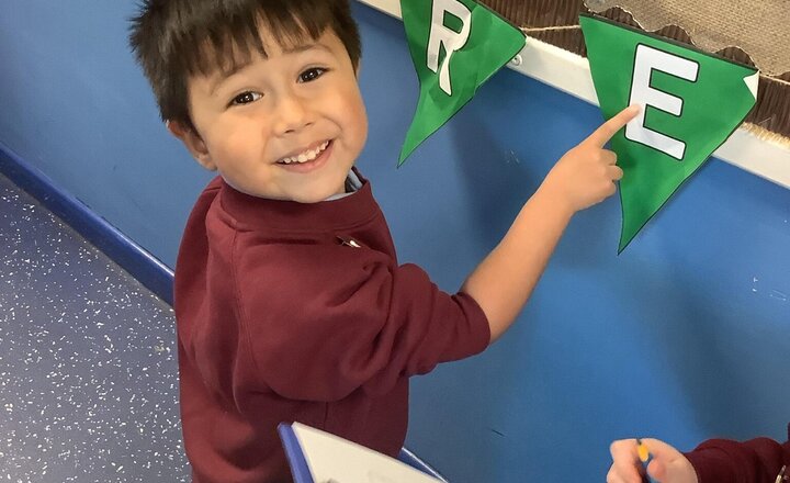 Image of We have been on a shape hunt around school to find some circles, triangles, rectangles, and squares.