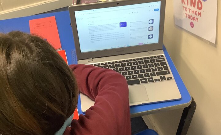 Image of In Science today, the children transformed into Planet Experts! They've been hard at work researching their chosen planet to create an amazing fact file.  Tonight, please ask them which planet they've been learning all about!