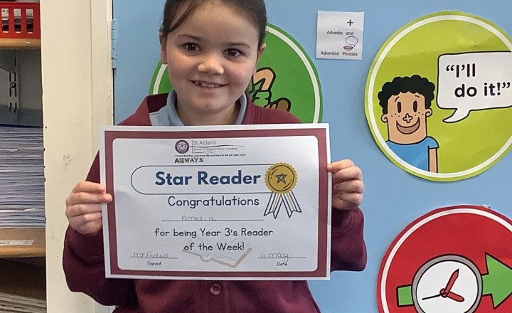 Image of We are pleased to say that this weeks reader of the week in year 3 is Amelia. Amelia has shown determination in reading to boost her amount of reads at home. Well done!