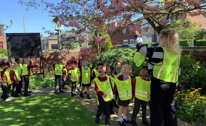 Image of We have been learning about the different seasons and what to expect in each. To secure our learning we went on a Spring Walk, we found flowers, trees, leaves and insects that we would expect at this time.