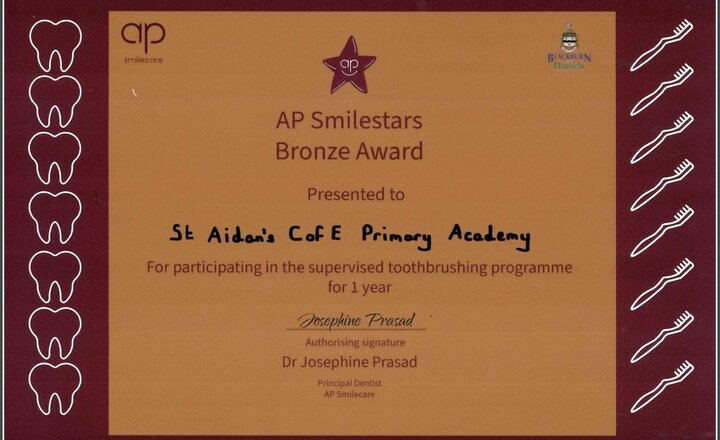 Image of We're proud to announce that we've received the AP SmileStars Bronze Award for our participation in the supervised toothbrushing program.