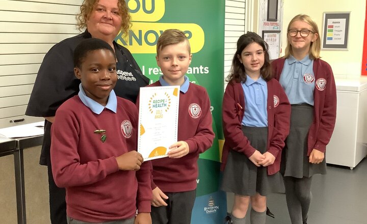 Image of Congratulations to Cath our school cook at St. Aidan's, for winning a gold Recipe 4 Health award!