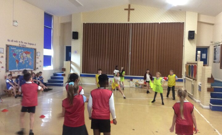 Image of We put our dodgeball skills to the test in a fun mini-tournament in PE with Jake today!