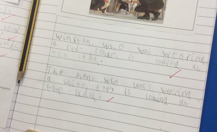 Image of Today in English, we are continuing our work on the short animated film, 'Feast.' One of our objectives was learning how to enhance our descriptions using relative clauses to add extra detail for the reader!