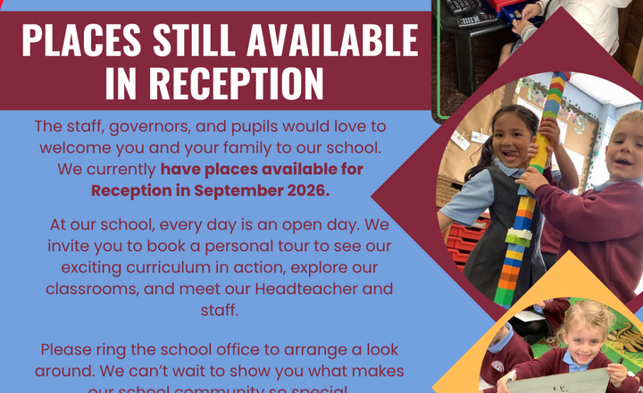 Image of Join the St Aidan's family! -  Places are still available for Reception in September 2026.