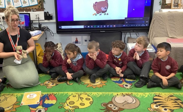 Image of In RE, Reception learned about special times. Clever Cub has never been to a birthday party, so we told him what to expect! We discussed the importance of special days and remembered this when talking about Jesus’ birthday. ⭐️