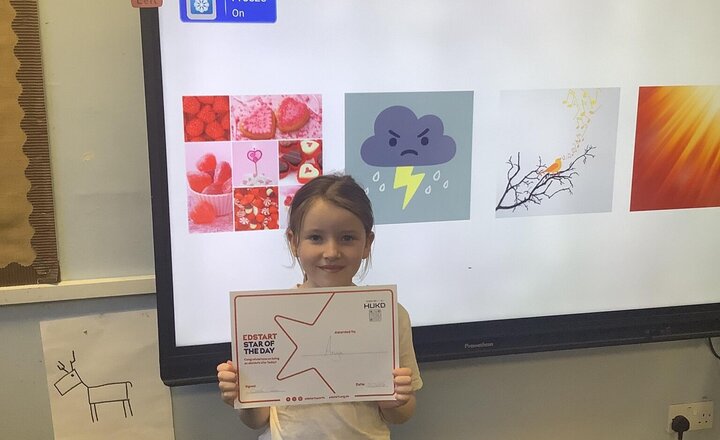 Image of This week Arya has won the PE award from Jake, for showing excellent ball control.